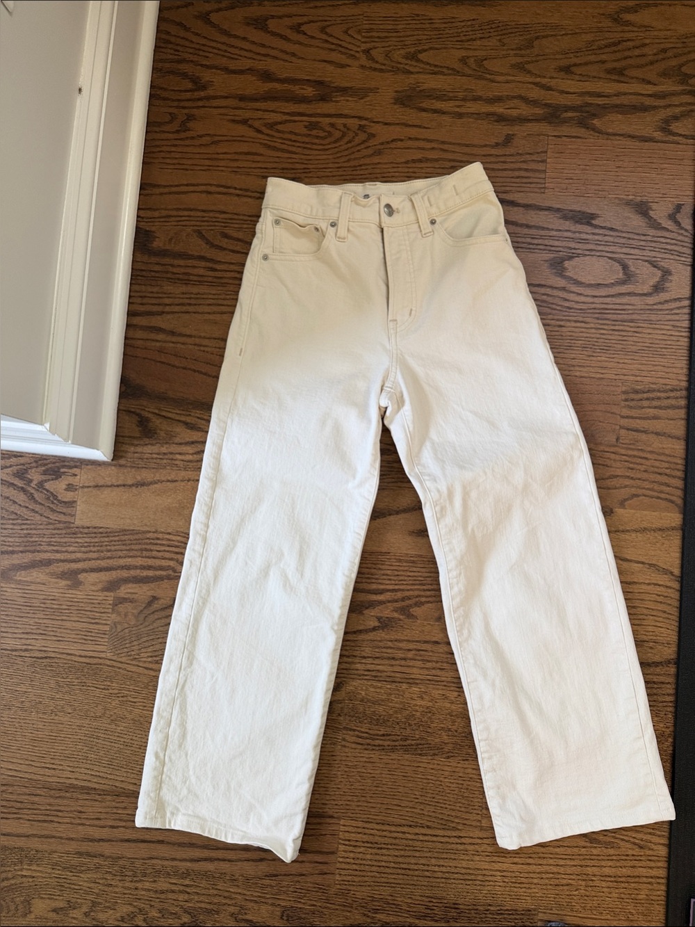 Madewell Perfect Vintage High-Rise Wide Leg Cropped Straight Jeans Ecru
